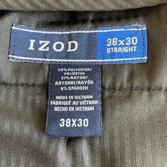 Izod Men's Straight Leg Dress Pants in Black Size 38 Waist 30 Length No Cuff - Picture 7 of 10